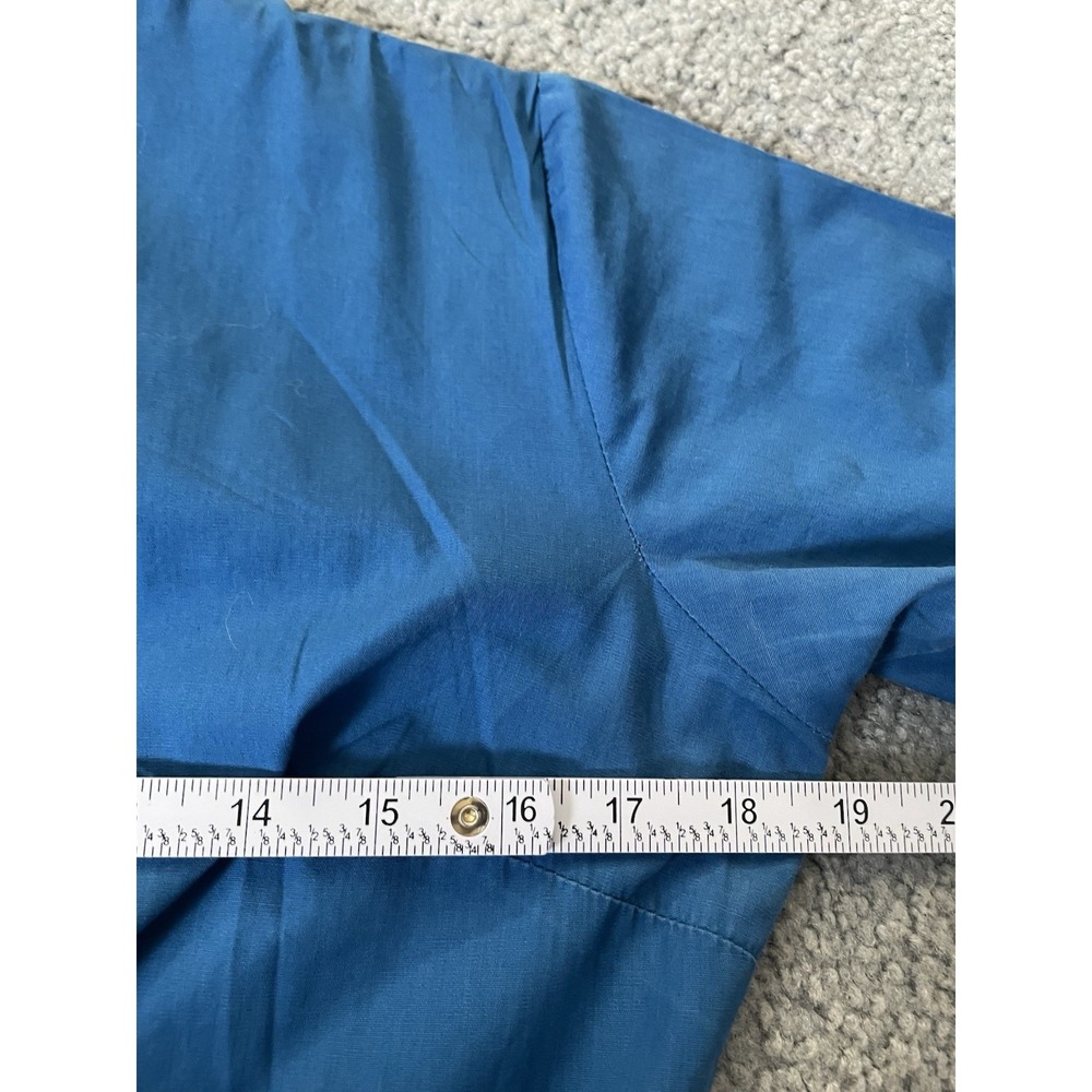 60s 70s Handmade Pleated A-Line Dress Sz 6 Teal Blue Black Trim Buttons Classic - Picture 8 of 10